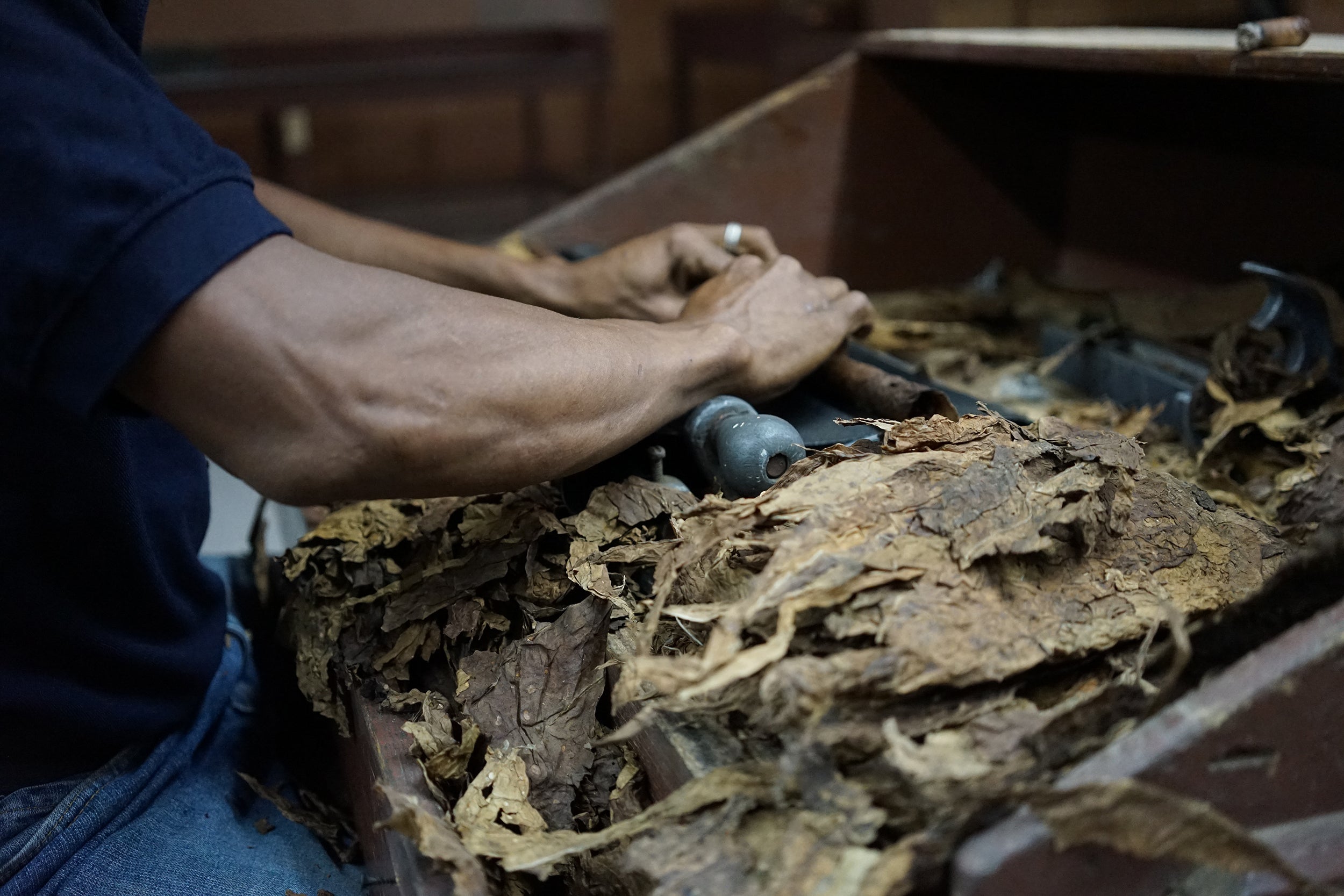 Don Capa making cigar picture